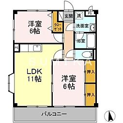 明日香マンション 2LDKの間取図画像