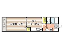 長町ビル 1DKの間取図画像