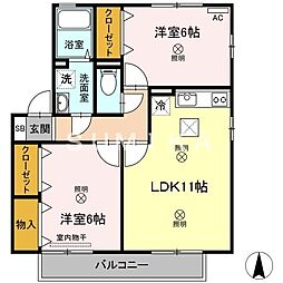 グレイスあかね 2LDKの間取図画像