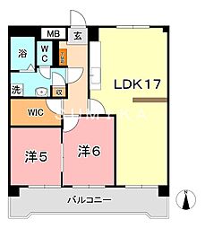 清幸マンション野田 2LDKの間取図画像