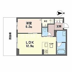 凛 1LDKの間取図画像