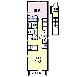 アリヴィオ・ランシェB棟 1LDKの間取図画像