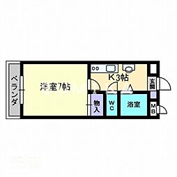 カサエスペランサ 1Kの間取図画像