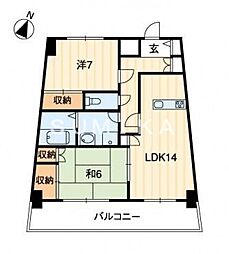エクセルメゾン岡山 2LDKの間取図画像