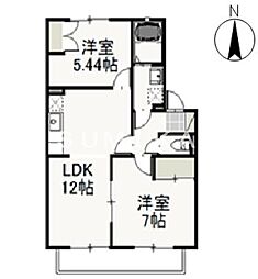 アネーロ花尻A 2LDKの間取図画像