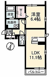 ソレイユコート新保 1LDKの間取図画像