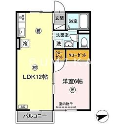 サンライズ千鳥 1LDKの間取図画像