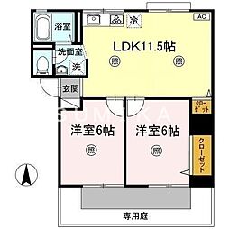 グレースハイツB 2LDKの間取図画像