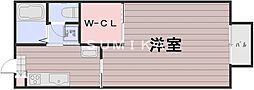 シャンティーブルー 1Kの間取図画像