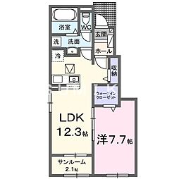 フェリスガーデン 1LDKの間取図画像
