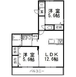 アマーヴィレ2 2LDKの間取図画像