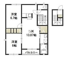 ハピネスA 2LDKの間取図画像
