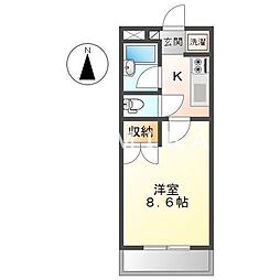 シャインキャッスル2 1Kの間取図画像