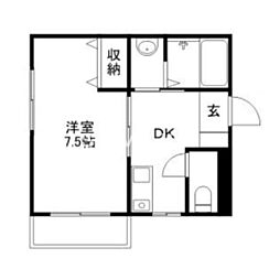 ラフィーネ内山下 1Kの間取図画像