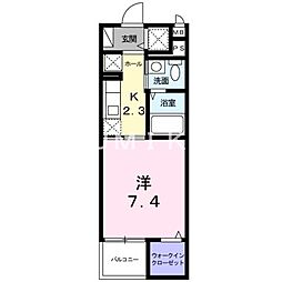 プランドール・十日市 1Kの間取図画像