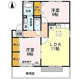 セジュール大安寺 2LDKの間取図画像