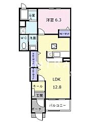 サウスリモンA 1LDKの間取図画像