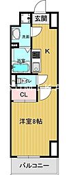 ALPHA PLUS BLD. 1Kの間取図画像