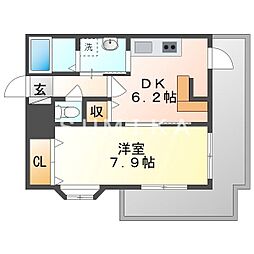 ラフィーネ大供 1DKの間取図画像