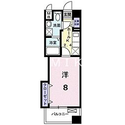 エトワールポレール3号館 1Kの間取図画像