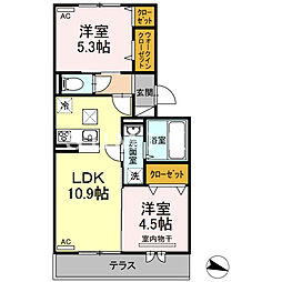 フリージアA 2LDKの間取図画像