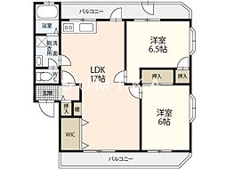 フラワーハイツ1 2LDKの間取図画像