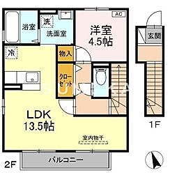 カーサソレイユ 1LDKの間取図画像