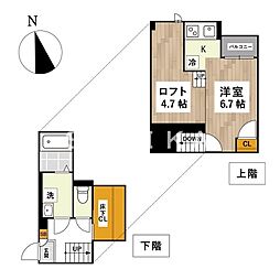 ADC大元ステラ 1Kの間取図画像