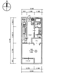 モコブルーノ中井町 1Kの間取図画像