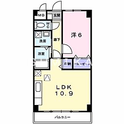 スカイマンション 1LDKの間取図画像