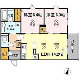 ShallowGardenB 2LDKの間取図画像