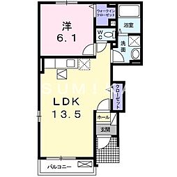 サンシャインカラカワ 1LDKの間取図画像