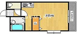 ロイヤルヴィラ・下伊福 ワンルームの間取図画像