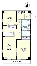 コーラル・ミナン 2LDKの間取図画像