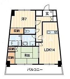 エクセルメゾン岡山 2LDKの間取図画像