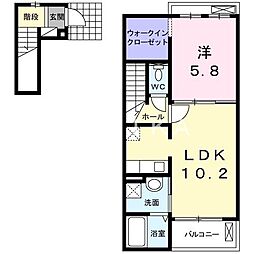 エスマルテC 1LDKの間取図画像