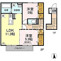 エマーブルM'c 2LDKの間取図画像