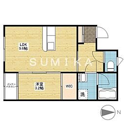 SKYHILLS2 1LDKの間取図画像
