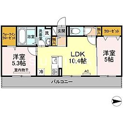 SecondCourtB 2LDKの間取図画像