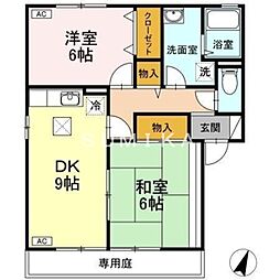クレセント中島 2DKの間取図画像
