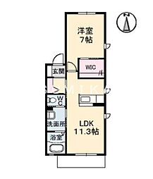 ベルバーン 1LDKの間取図画像