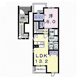 アイビーハイツE棟 1LDKの間取図画像