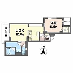レーベンエイトII 1LDKの間取図画像