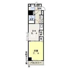 パルロイヤル東古松 1DKの間取図画像