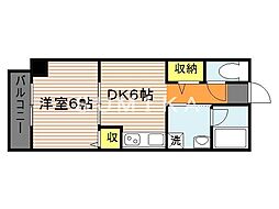 パルロイヤル東島田 1DKの間取図画像