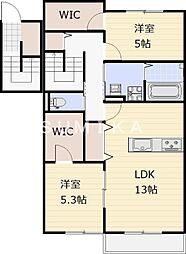 仮)津高新築アパート 2LDKの間取図画像