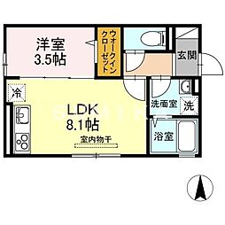 あかり 1LDKの間取図画像