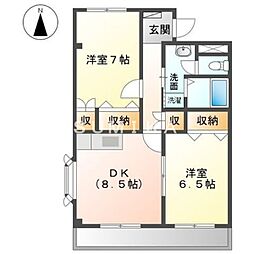 ライツェントプラッツ 2DKの間取図画像