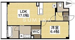 エムズサンシャイン福富 1LDKの間取図画像