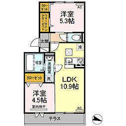 フリージアA 2LDKの間取図画像